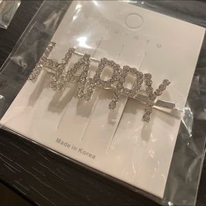 Rhinestone hair clip - “Happy”
